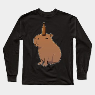 Capybara with Beer on its head Long Sleeve T-Shirt